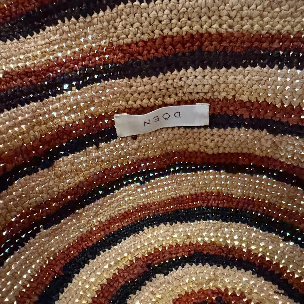 Doen Striped Crochet Sun Hat in Yellow, Brown, Black - Picture 6 of 6